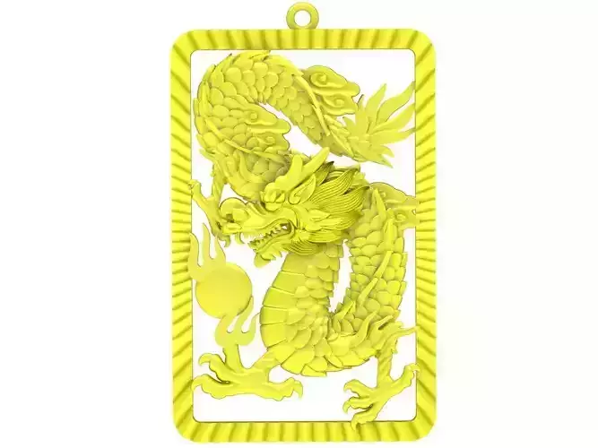 A5101 24K Fengshui Chinese Dragon Pendant 3D Model