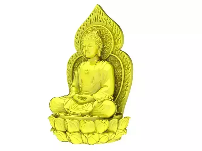 A5102 Buddha Sitting on Lotus Hollow Pendant 3D Model