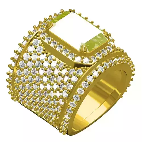 Emerald Stone Wide Shank Cocktail Ring