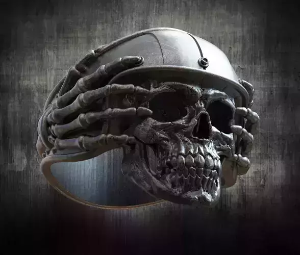 Ring - Scull in helmet Biker ring 3D print model