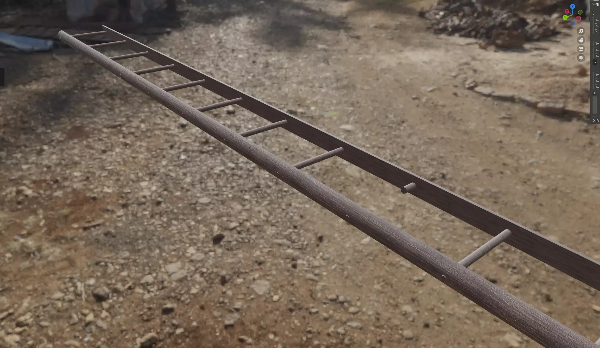 Simple broken ladder Free 3D model_0