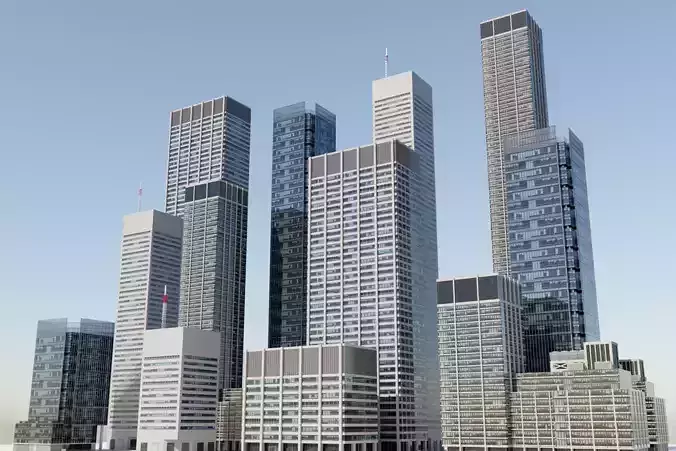 Skyscraper Buildings Pack Low-poly 3D model