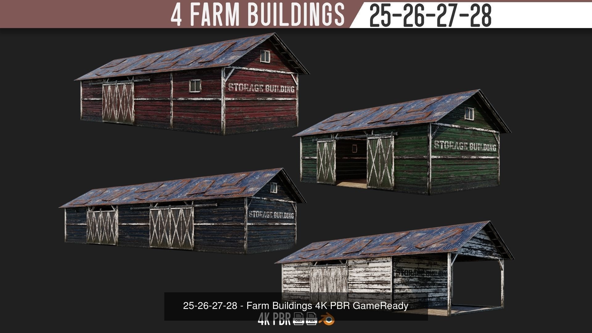 1 - 100 FARM BUILDINGS MEGA PACK 4K PBR Textures 3D Model Collection_12