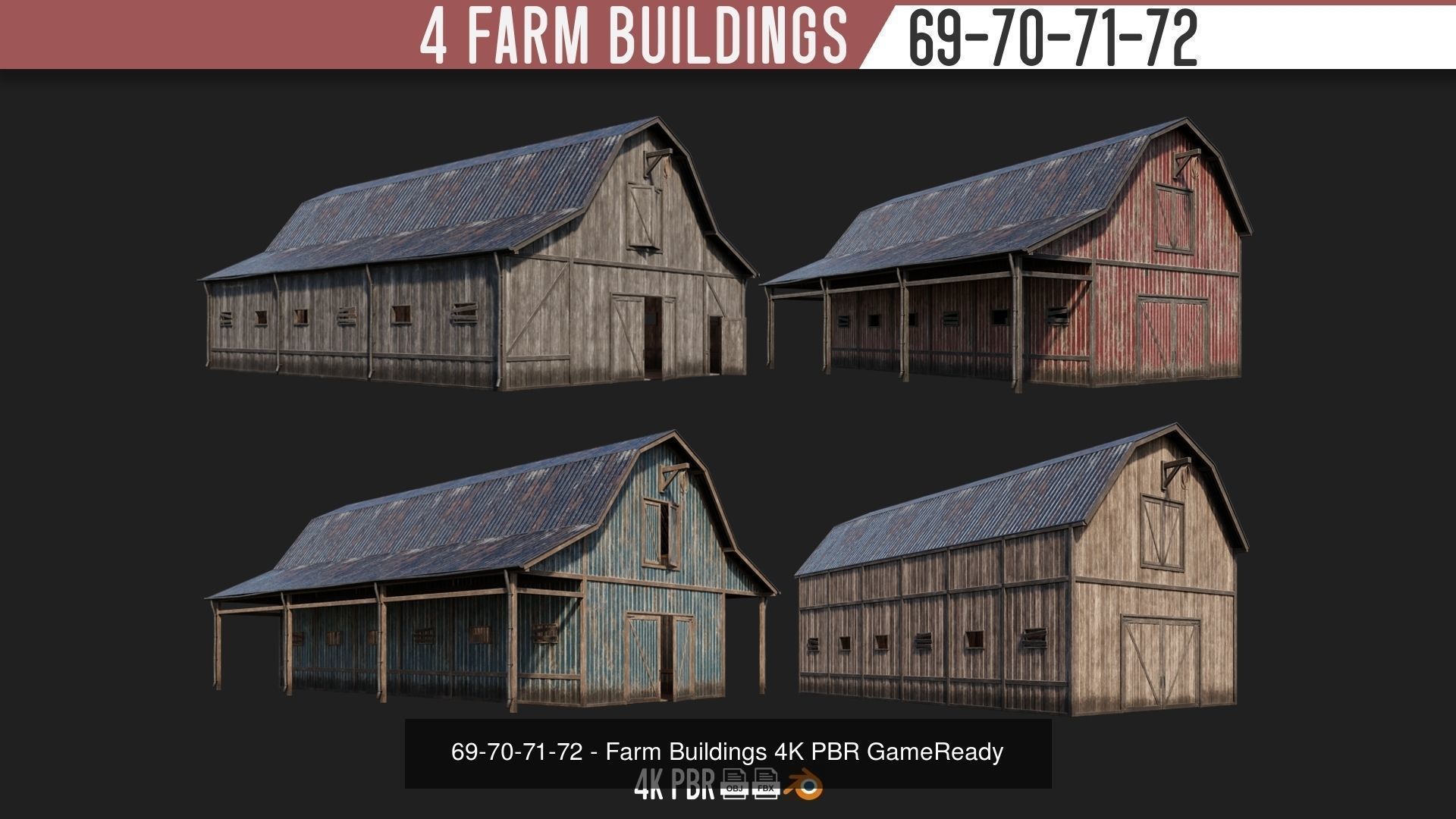 1 - 100 FARM BUILDINGS MEGA PACK 4K PBR Textures 3D Model Collection_23