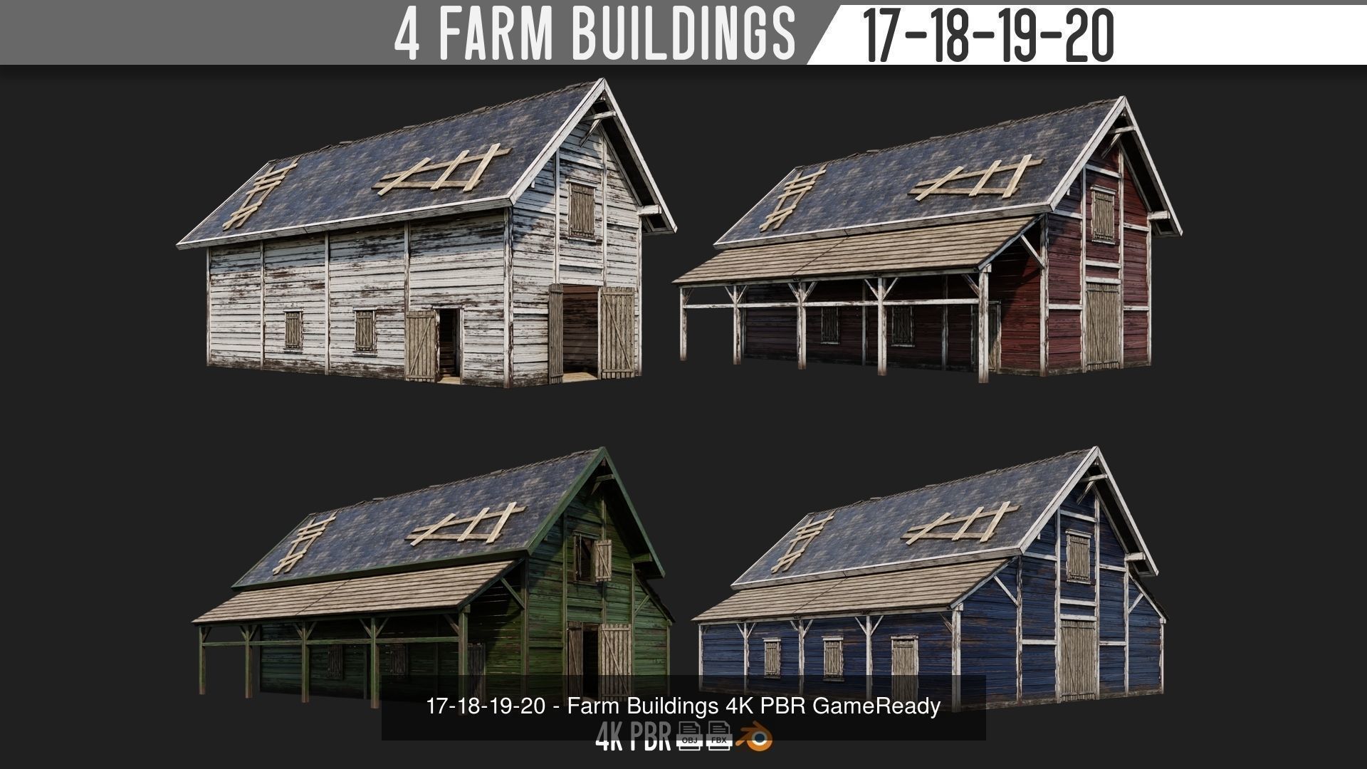 1 - 100 FARM BUILDINGS MEGA PACK 4K PBR Textures 3D Model Collection_10