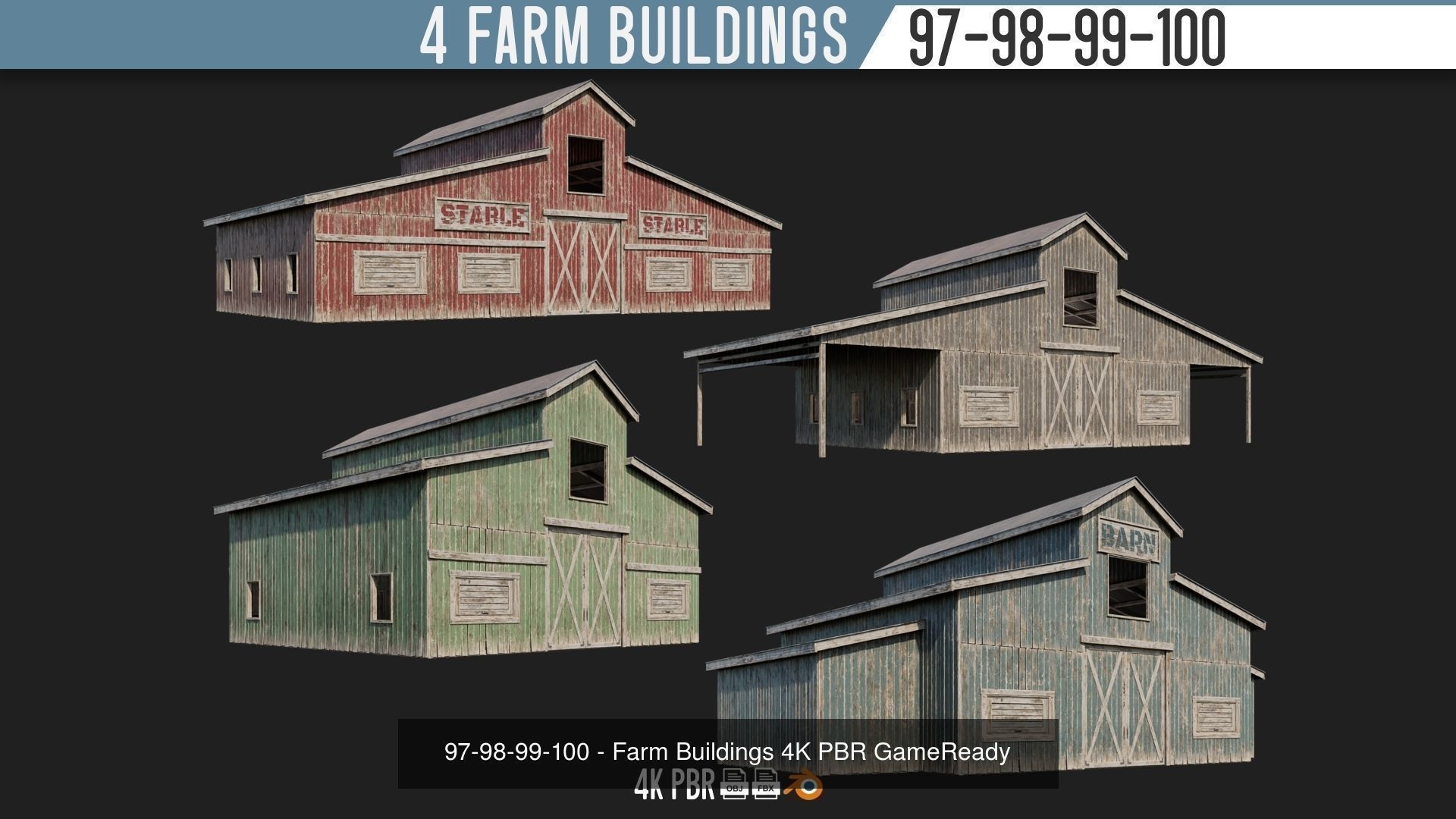 1 - 100 FARM BUILDINGS MEGA PACK 4K PBR Textures 3D Model Collection_30