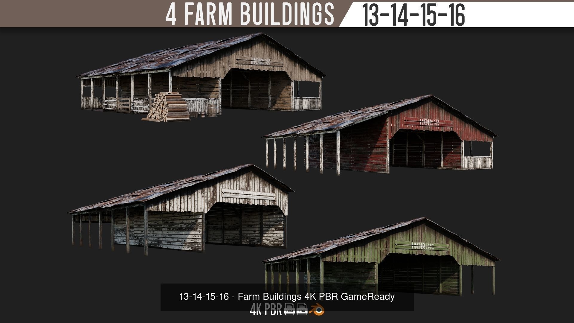 1 - 100 FARM BUILDINGS MEGA PACK 4K PBR Textures 3D Model Collection_9