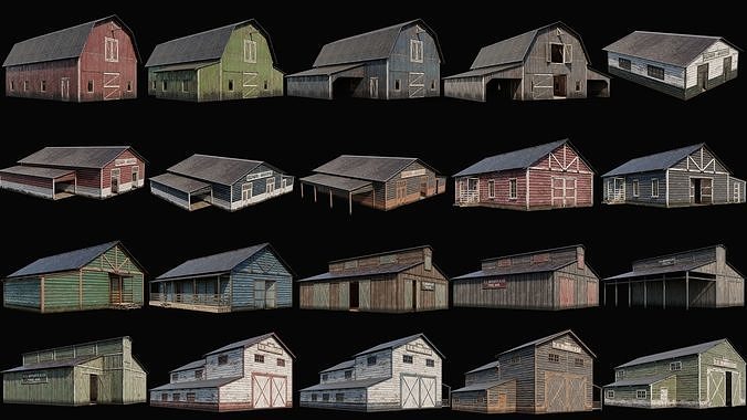 1 - 100 FARM BUILDINGS MEGA PACK 4K PBR Textures 5