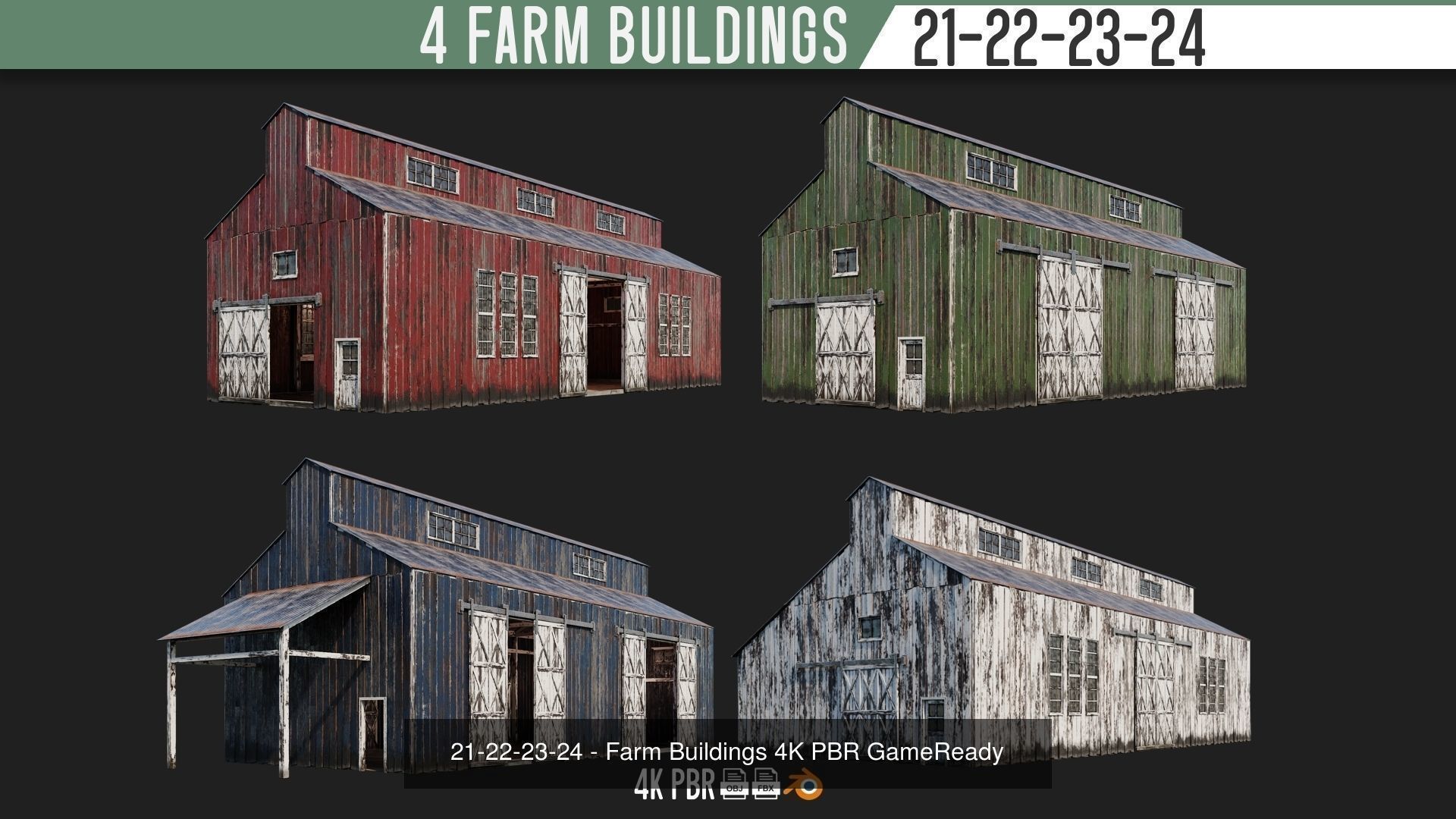 1 - 100 FARM BUILDINGS MEGA PACK 4K PBR Textures 3D Model Collection_11