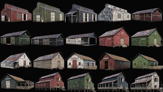 1 - 100 FARM BUILDINGS MEGA PACK 4K PBR Textures 6