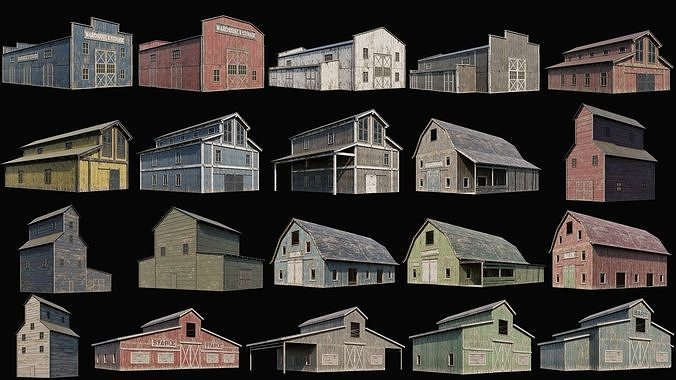 1 - 100 FARM BUILDINGS MEGA PACK 4K PBR Textures 4