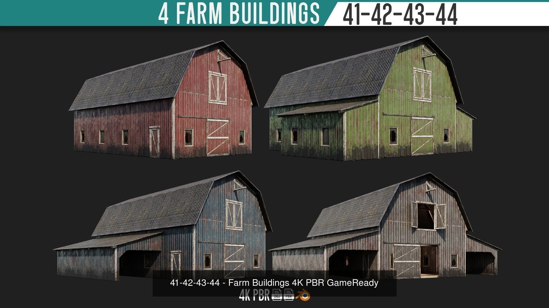 1 - 100 FARM BUILDINGS MEGA PACK 4K PBR Textures 3D Model Collection_16