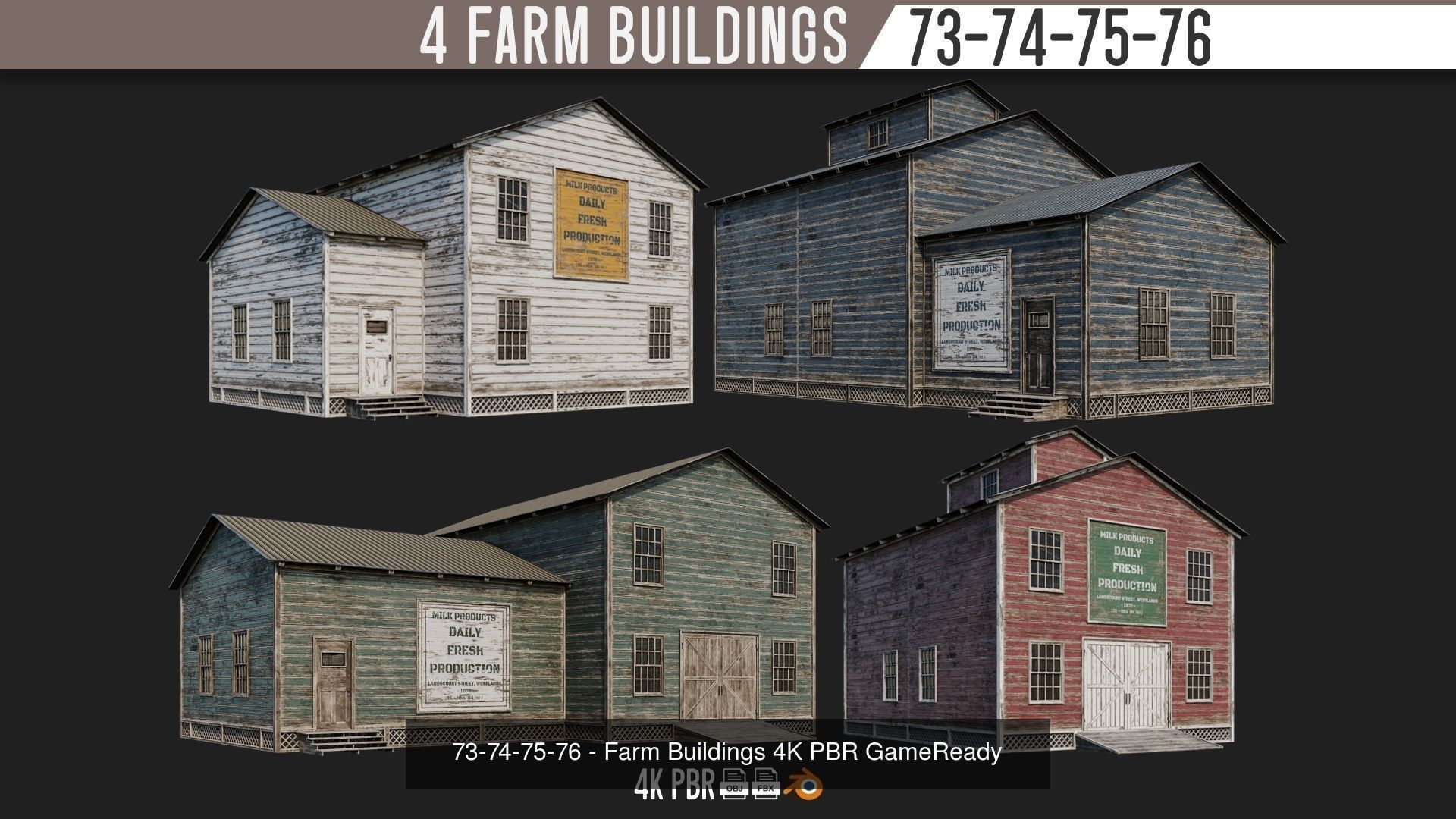 1 - 100 FARM BUILDINGS MEGA PACK 4K PBR Textures 3D Model Collection_24