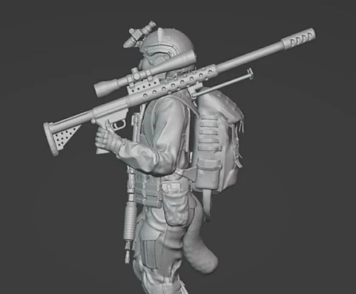 Cat girl sniper ukrainian modern warrior ready to print 3D print model_2