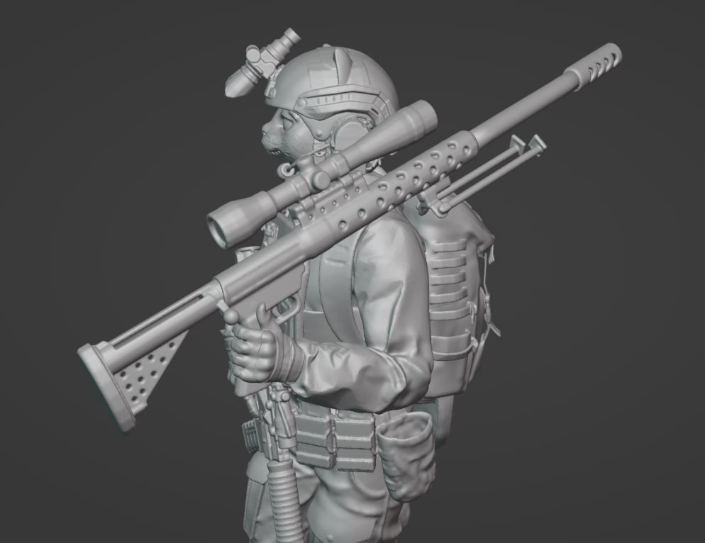 Cat girl sniper ukrainian modern warrior ready to print 3D print model_6