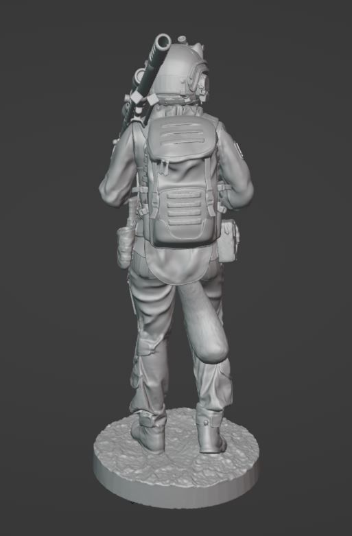 Cat girl sniper ukrainian modern warrior ready to print 3D print model_3