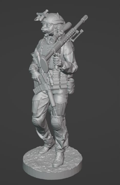 Cat girl sniper ukrainian modern warrior ready to print 3D print model_8