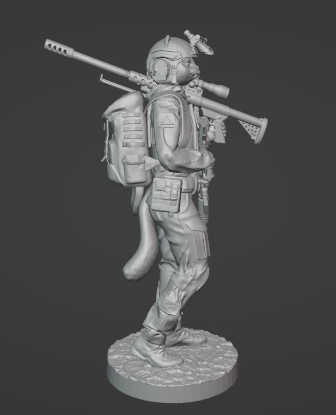 Cat girl sniper ukrainian modern warrior ready to print 3D print model_5