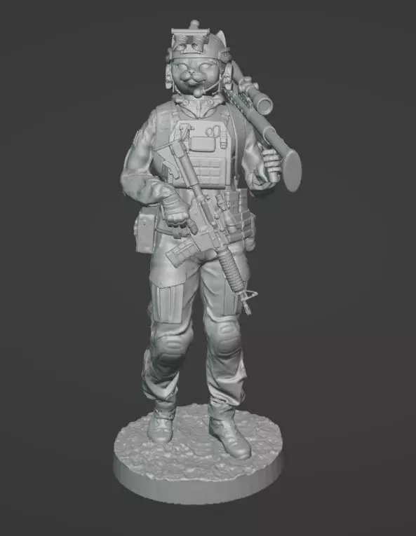 Cat girl sniper ukrainian modern warrior ready to print 3D print model_0