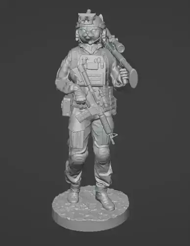 Cat girl sniper ukrainian modern warrior ready to print 3D print model