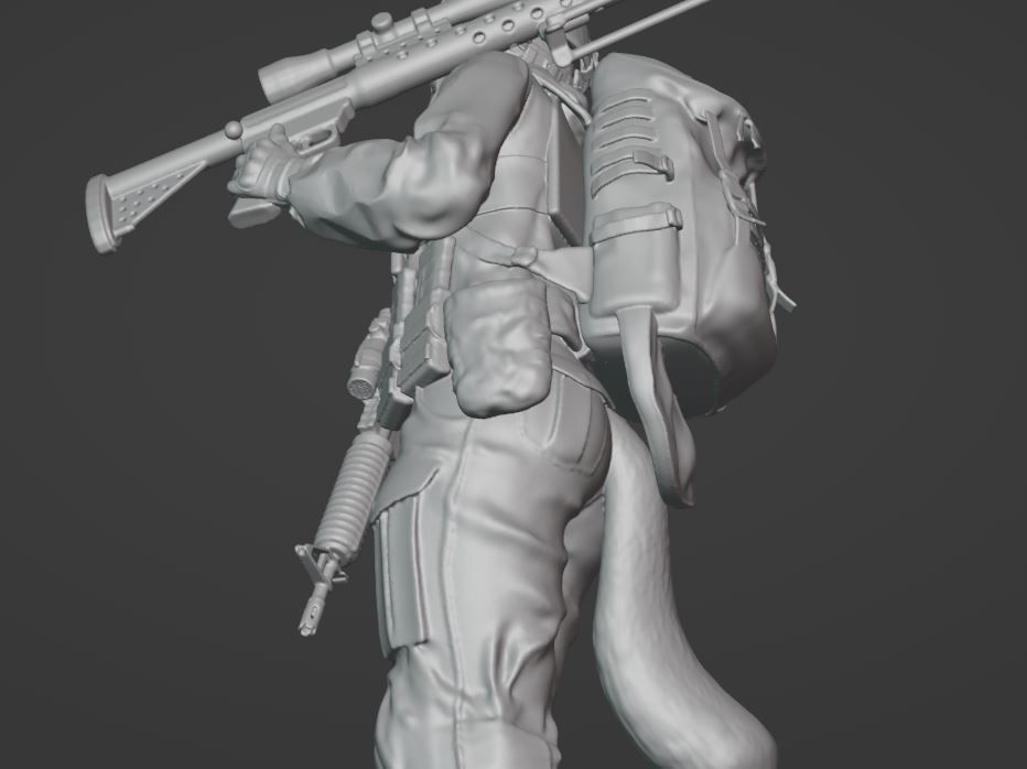 Cat girl sniper ukrainian modern warrior ready to print 3D print model_7