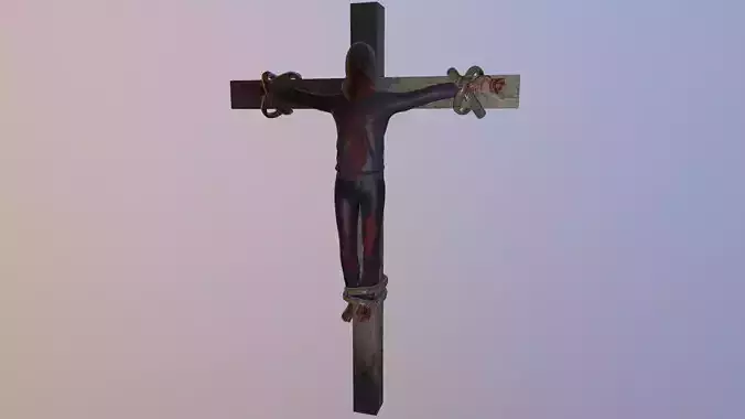 crucified dead man Low-poly 3D model