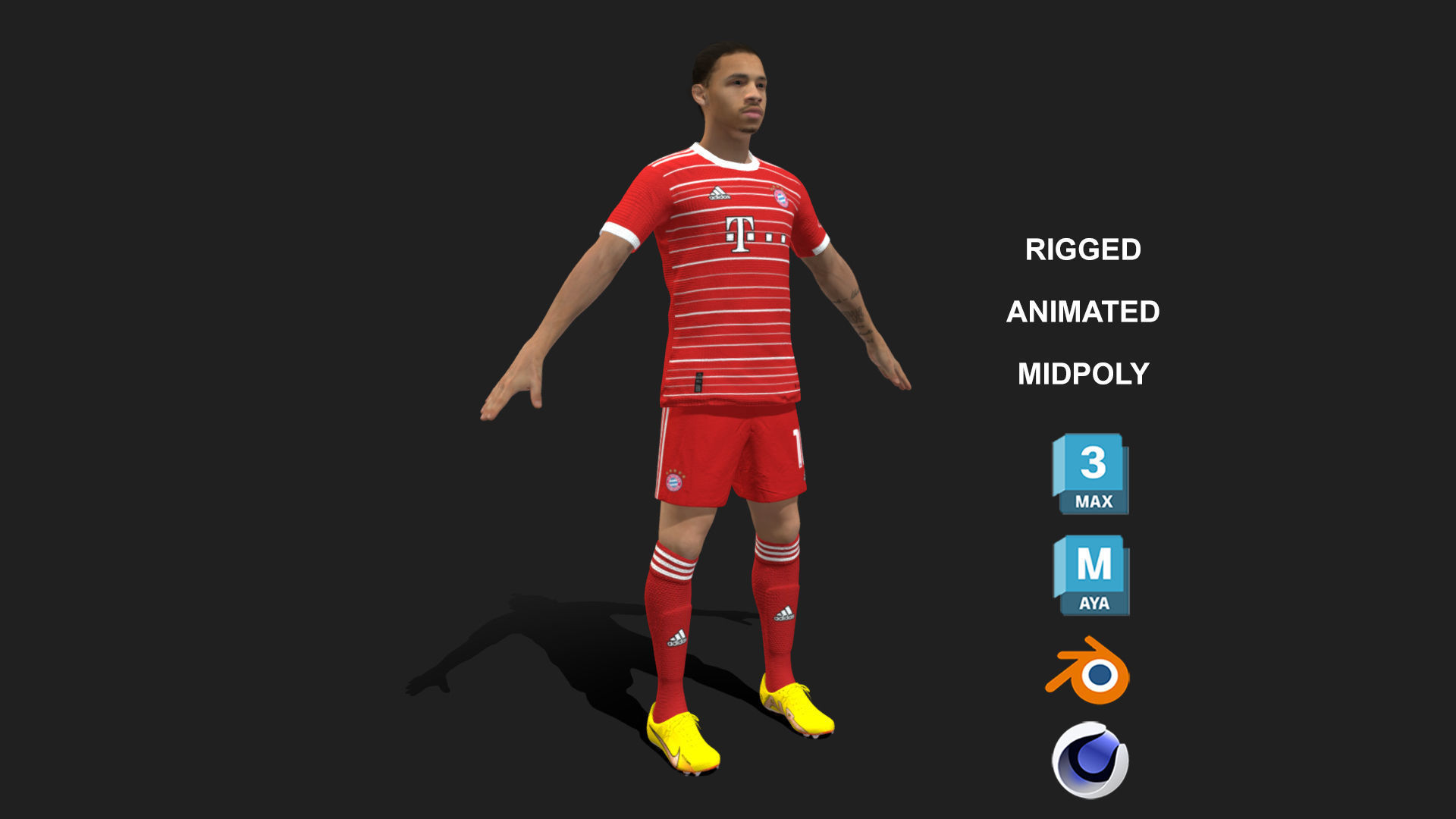 3D Rigged Leroy Sane Bayern Munich 2023 3D model_2