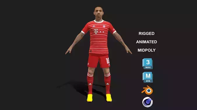3D Rigged Leroy Sane Bayern Munich 2023 3D model