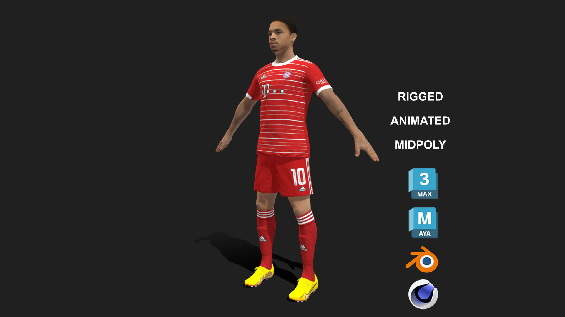 3D Rigged Leroy Sane Bayern Munich 2023 3D model_5