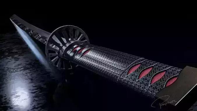 Tanjiro Nichirin Katana Low-poly 3D model