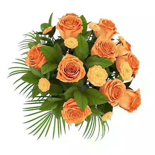 Orange Roses in White Vase 3D model