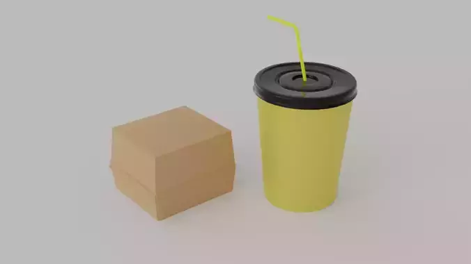 Juice and burger box for mockup 3D model