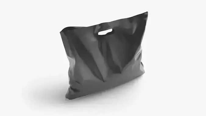 Black Wide Die-cut Plastic Bag - handle packet stand Low-poly 3D model