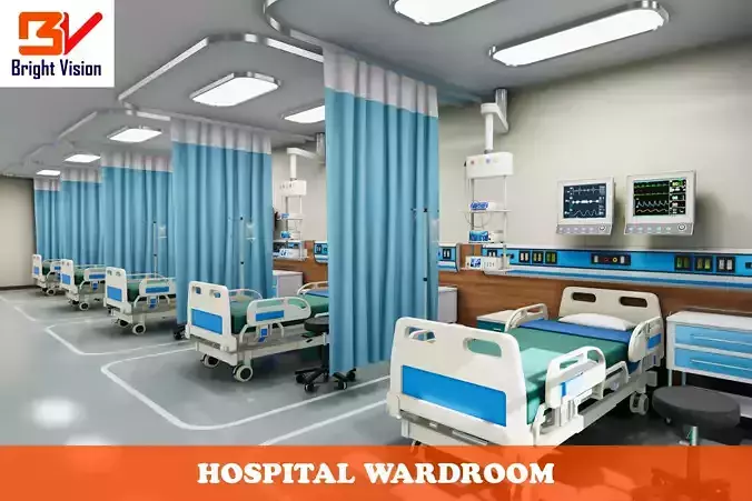 Hospital Wardroom Low-poly 3D model