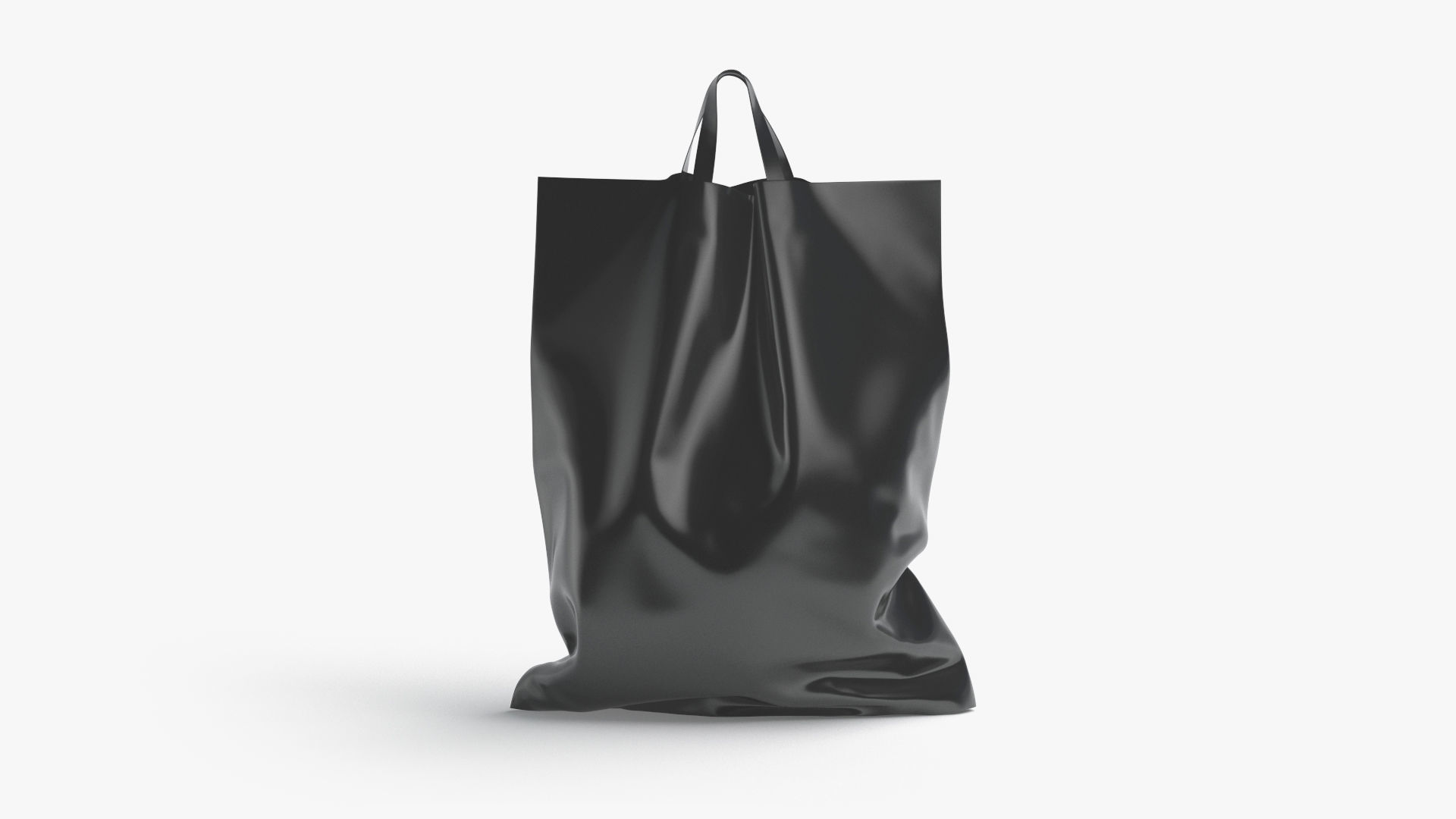 Black Loop Handle Plastic Bag - shop carry packet stand Low-poly 3D model_2