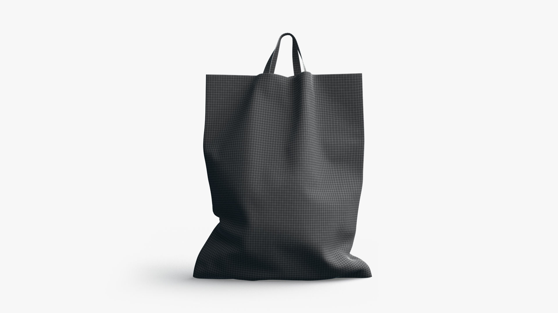 Black Loop Handle Plastic Bag - shop carry packet stand Low-poly 3D model_7