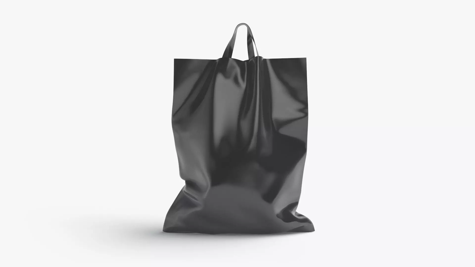 Black Loop Handle Plastic Bag - shop carry packet stand Low-poly 3D model_0