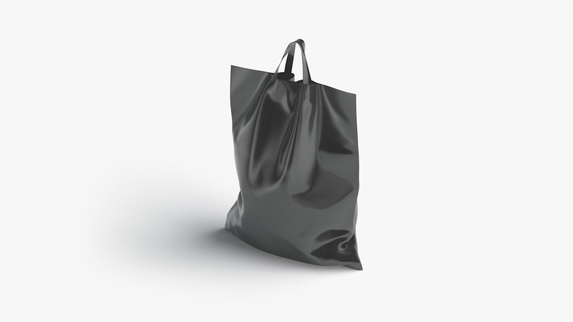 Black Loop Handle Plastic Bag - shop carry packet stand Low-poly 3D model_4