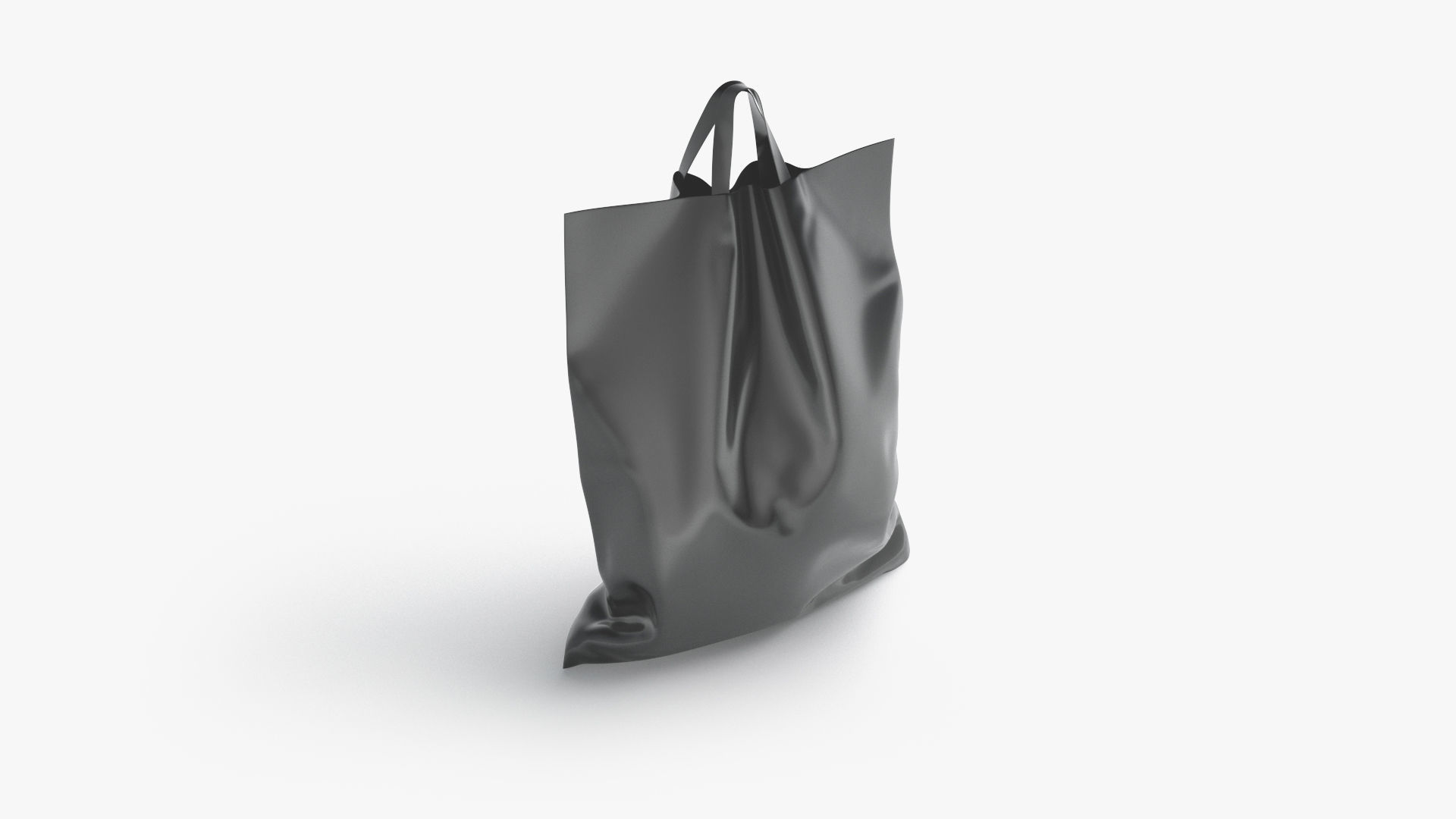 Black Loop Handle Plastic Bag - shop carry packet stand Low-poly 3D model_1
