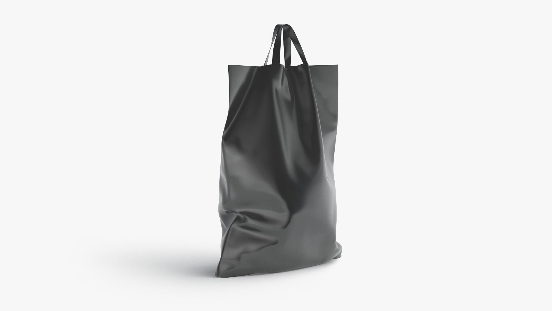 Black Loop Handle Plastic Bag - shop carry packet stand Low-poly 3D model_3