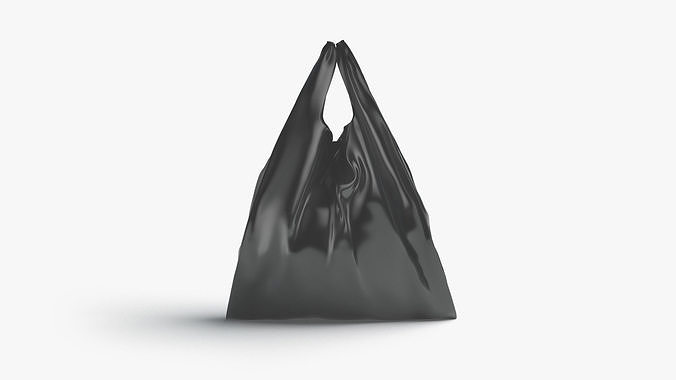 Black T-shirt Plastic Bag - handle packet stand Low-poly 3D model