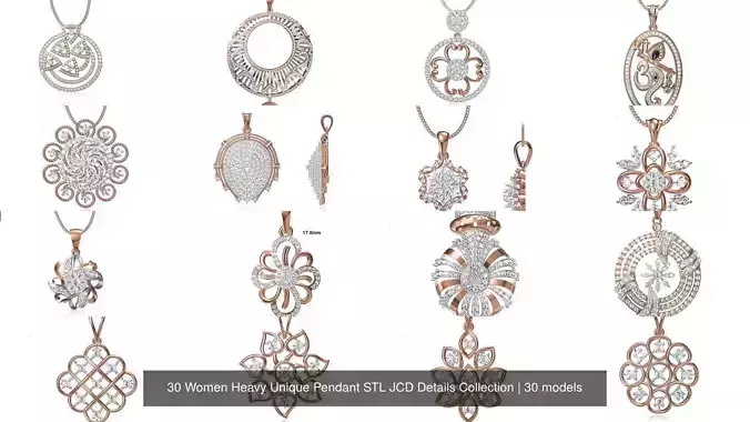 30 Women Heavy Unique Pendant STL JCD Details Collection
