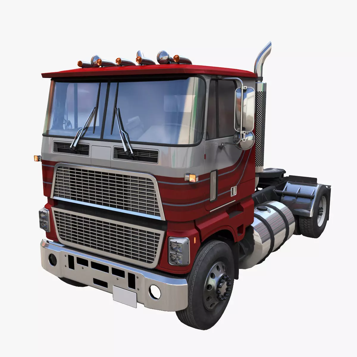 Cabover single axle truck Low-poly 3D model