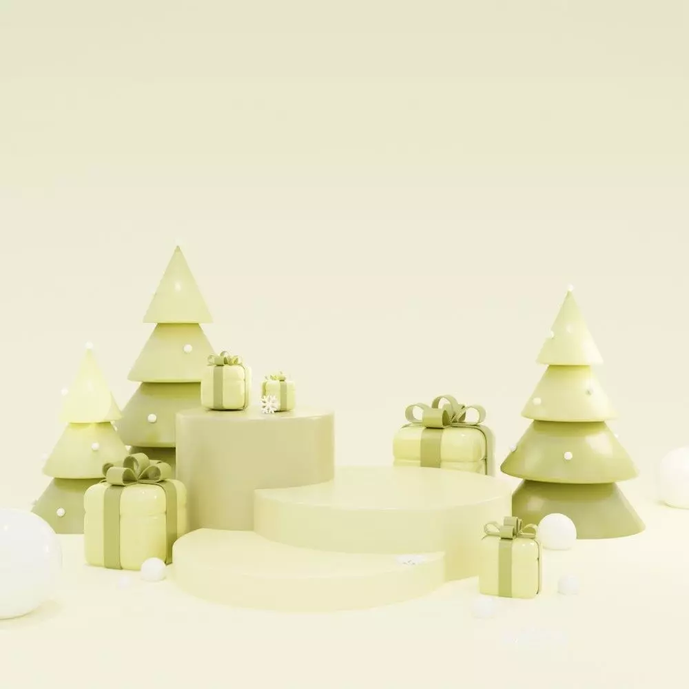 Christmas trees podium for product presentation 3D model