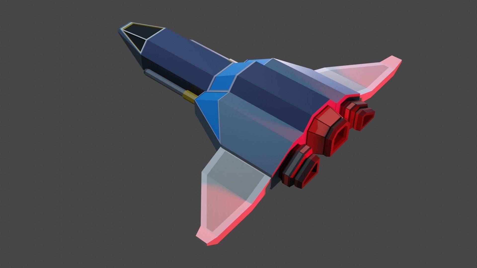Fighter Space ship  Low-poly 3D model_4