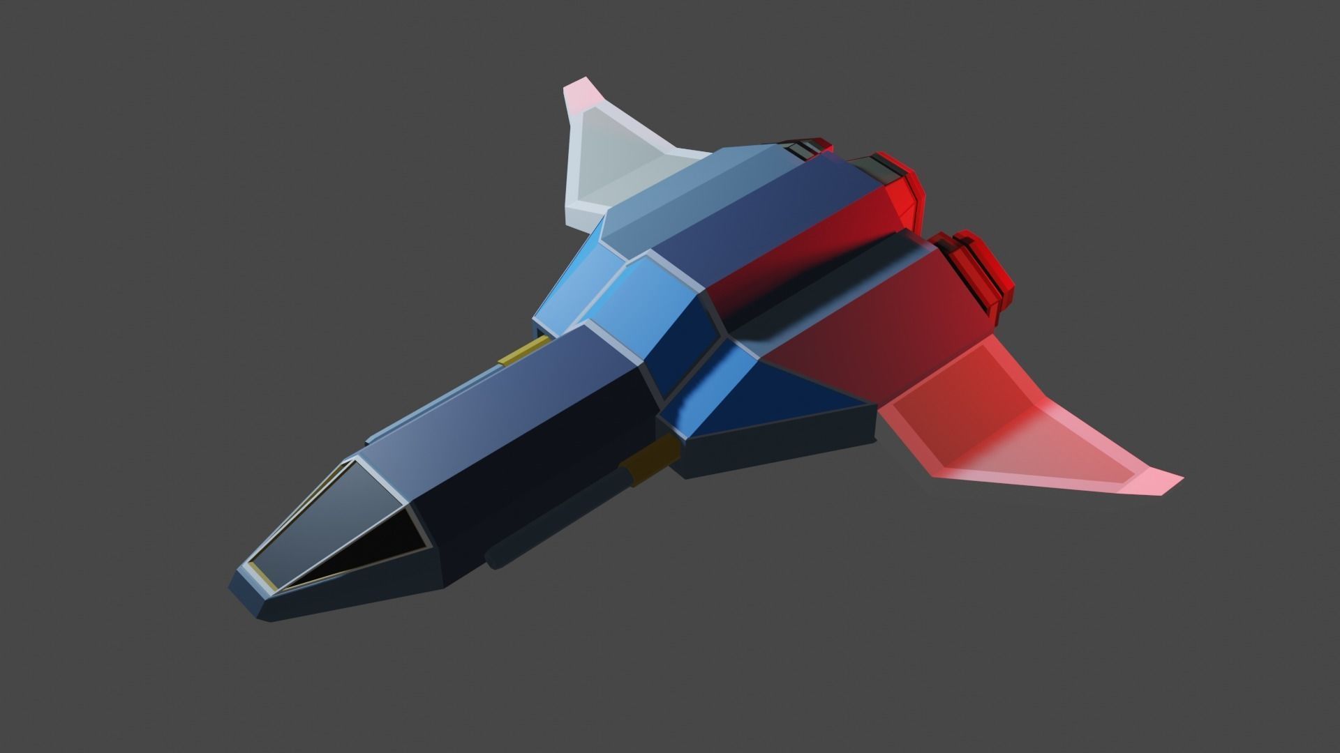 Fighter Space ship  Low-poly 3D model_2