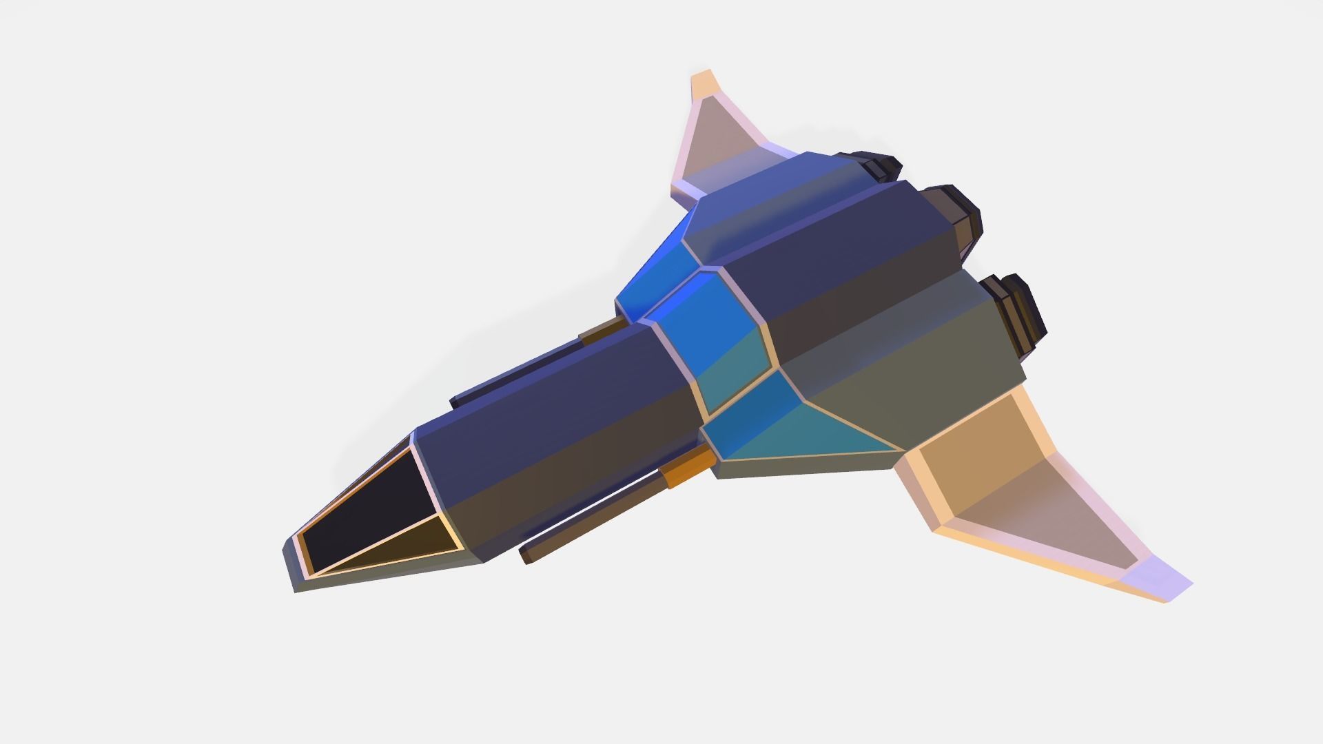 Fighter Space ship  Low-poly 3D model_6