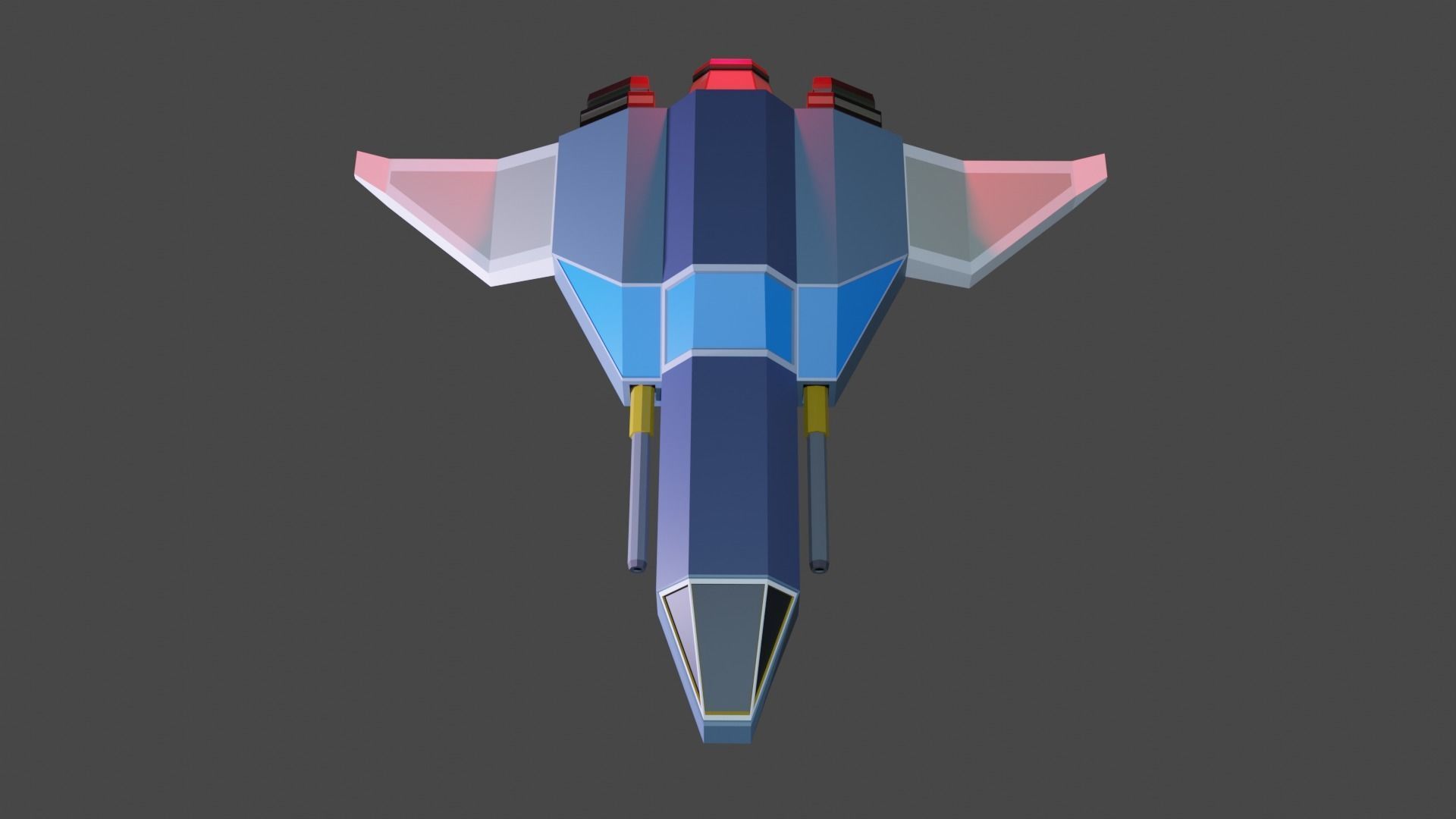 Fighter Space ship  Low-poly 3D model_5