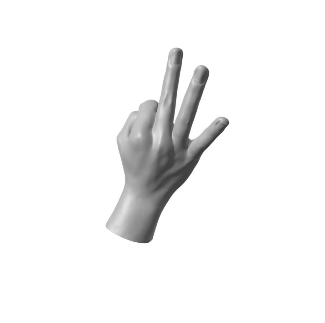 Italian hand OK OKAY 3D print model_2