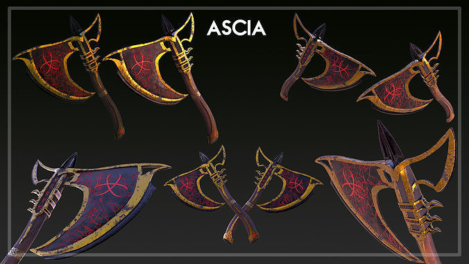 fantasy axe Low-poly 3D model